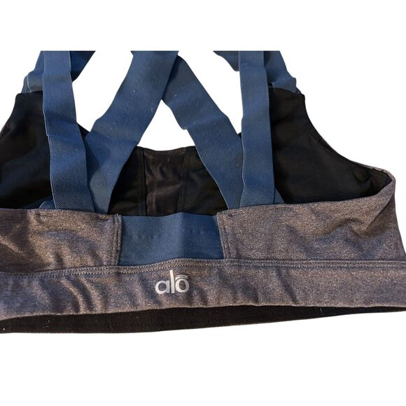 ALO Yoga Blue and Black Sports Bra - Picture 6 of 7